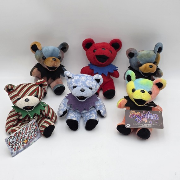 Lot of 6 Vintage Grateful Dead Beanie Bear Plush 6